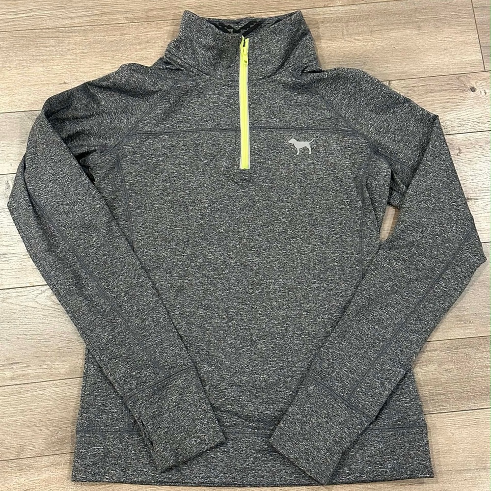 Victoria’s Secret PINK Gray Quarter-Zip Compression Pullover Size Small